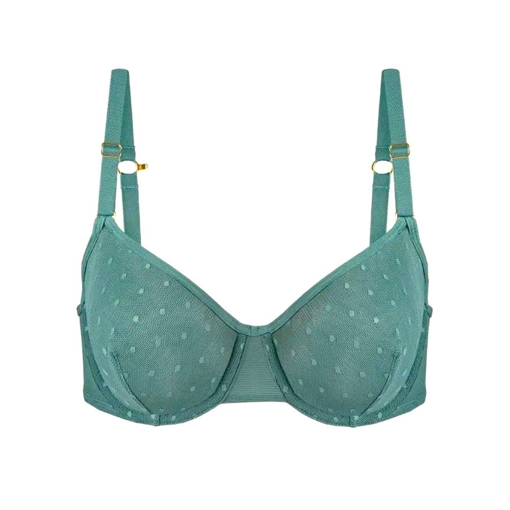 Lively Dot Mesh Unlined Bra Harbor Green Size 32DDD Underwire